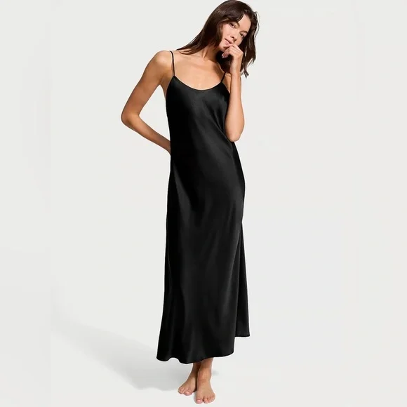 victoria's secret green slip dress Vintage 90s Victoria's Secret Gold Label Evergreen Silk Slip Dress main image 1